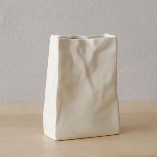 Ceramic Vase Shaped Like a Crumpled Bag