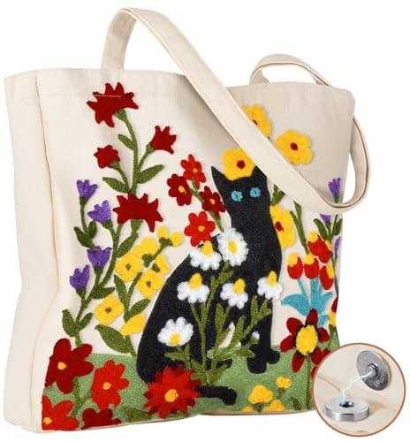 3D Embroidered Cat Tote Bag